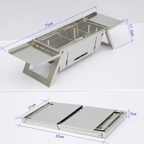 Churrasqueira Portátil para Acampamento: Perfeita para Cozinhar ao Ar Livre, Acampamento, Quintal + BRINDE (Bolsa de Carregamento e Luva)